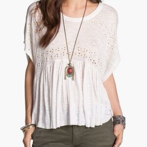 Free People Sweetart Eyelet Embroidered Top Size XS